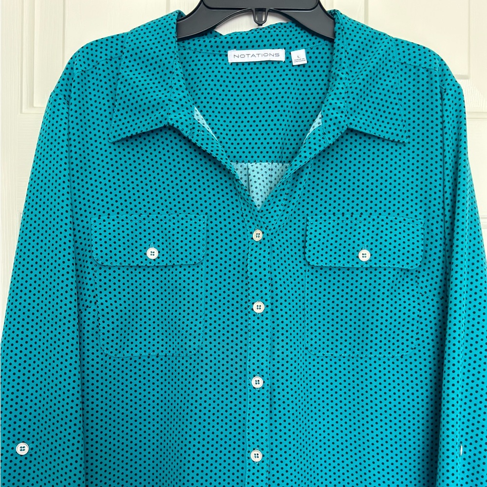 Women’s Button Down Shirt/ Size L/ Color Blue - Picture 4 of 7